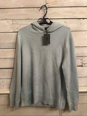 G/FORE Men’s Light Blue Washable Golf Cashmere Hoodie Sweater